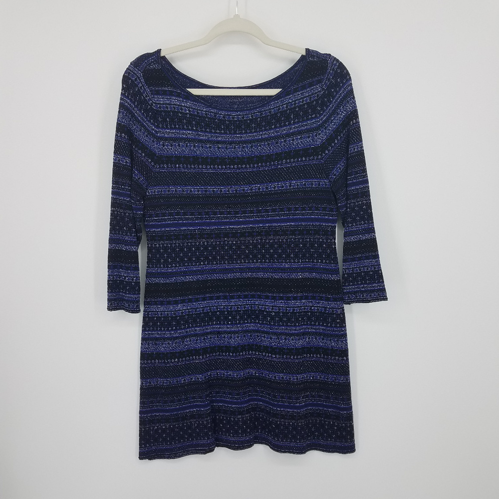 WHBM Metallic Striped Tunic Sweater